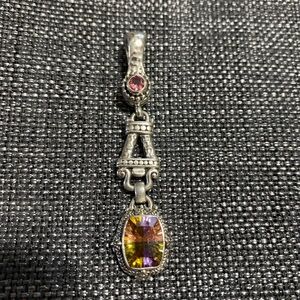 Sarda Handcrafted Lucky Stone & Pale Plum pendant w magnetic bale